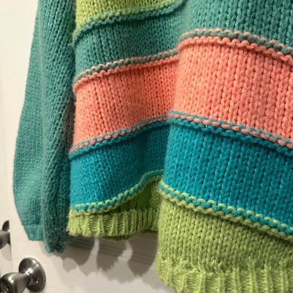 Umgee multi color pastel chunky knit sweater with sleeve pop detailing size M - Picture 3 of 12